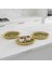 3 Adet Gold Renk Vav Desen Metal Çerçeveli Cam Nişan-Servis Tepsi Seti – 28×19 cm 4