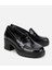 01AYH314470A100 KADIN Rugan Deri Siyah Topuklu Klasik Loafer 2