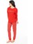 20147 Kadın Kırmızı Yuvarlak Yaka Uzun Kollu Pijama Takımı 2