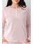9086 Kadın Pembe Uzun Kollu Yarım Pat Pijama Takımı 5