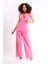 Abiye Yelek & Yüksek Bel Bol Paça Pantolon Takım-Pembe 2