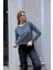 Kadın Bisiklet Yaka Çizgili Sweatshirt Lacivert - MS0001300 5