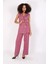 Blazer Yelek & Bol Paça Pantolon-Rose 1
