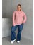 Büyük Beden Uzun Kollu Kapüşonlu Yanları Cepli Ince Örme Sweatshirt 300373 4