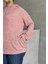 Büyük Beden Uzun Kollu Kapüşonlu Yanları Cepli Ince Örme Sweatshirt 300373 6