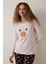 Balkabağı Desenli Bisiklet Yaka Uzun Kollu Pijama Takımı 2