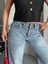 Palazzo Straight Kar Yıkama Jeans Pantolon Mavi 3