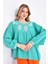 Kadın Bluz Yuvarlak Yaka Yaka ve Bilek Işlemeli Bluz Kadın Bluz Yeşil - 33032 1
