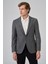 Erkek Gri Örme Slim Fit Mono Yaka Ceket 1
