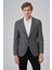 Erkek Gri Örme Slim Fit Mono Yaka Ceket 3