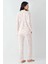 9064 Kadın Toz Pembe Uzun Kollu Önden Düğmeli Gömlek Pijama Takımı 4