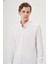 Erkek Beyaz Örme Slim Fit Düğmeli Yaka Gömlek 2