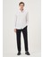 Erkek Beyaz Örme Slim Fit Düğmeli Yaka Gömlek 3