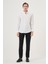 Erkek Beyaz Örme Slim Fit Düğmeli Yaka Gömlek 4