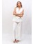 Abiye Yelek & Yüksek Bel Bol Paça Pantolon Takım-Beyaz 4