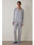 Açık Mavi Blue Flowers Uzun Kollu Gömlek Pijama Takımı 1