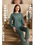 Kadın Lavin Ribana Manşetli Viridian Koton Pijama Takım 0593 3