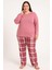 Kadın 08051 Büyük Beden Pijama Takımı Gül Kurusu 1