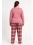 Kadın 08051 Büyük Beden Pijama Takımı Gül Kurusu 2
