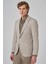 Erkek Bej Örme Trend Desenli Slim Fit Mono Yaka Ceket 1
