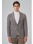 Erkek Kahve Örme Trend Desenli Slim Fit Mono Yaka Ceket 1