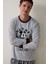 Gri Melanj Erkek Mickey Mouse Uzun Kollu Pijama Takımı 3