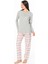 20169 Kadın Grı Melanj Yuvarlak Yaka Uzun Kollu Pijama Takımı 2