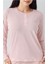 9080 Kadın Pembe Uzun Kollu Yarım Pat Pijama Takımı 2