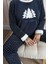 Lacivert Pine Tree Desenli Kadın Peluş Pijama Takımı 4