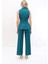 Abiye Yelek & Bol Paça Pantolon Takım-Petrol 5