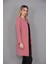 Sıfır Yaka Düz Uzun Ceket-Gül Kurusu 3