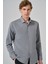 Erkek Gri Slim Fit Italyan Yaka Gömlek 1