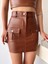 Önden Iki Cepli Deri Etek Kahve H240040 3