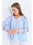 Kadın Bluz Omuz ve Kolları Işlemeli Büzgülü Kadın Bluz Bebe Mavi - 33035 2