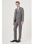Erkek Gri Poliviskon Slim Fit Mono Yaka Yelekli Takım Elbise 3