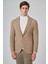 Erkek Bej Poliviskon Trend Desenli Slim Fit Mono Yaka Dokuma Ceket 1