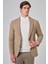 Erkek Bej Poliviskon Trend Desenli Slim Fit Mono Yaka Dokuma Ceket 3