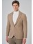 Erkek Bej Poliviskon Trend Desenli Slim Fit Mono Yaka Dokuma Ceket 4