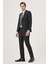 Erkek Siyah Yünlü Platinium Classic Çizgili Slim Fit Sivri Yaka Takım Elbise 3