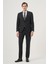 Erkek Siyah Yünlü Platinium Classic Çizgili Slim Fit Sivri Yaka Takım Elbise 4