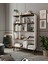 % 100 Mdf Kitaplık 8 Bölüm 4 Raf Soft Beyaz- Ceviz 180 cm Cabinse 2