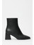 Kadın Siyah Cilt Bot & Bootie Küt Burun Topuklu Fermuarlı Şık 2