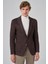 Erkek Kahve Örme Trend Kareli Slim Fit Mono Yaka Ceket 1