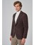 Erkek Kahve Örme Trend Kareli Slim Fit Mono Yaka Ceket 3