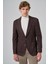 Erkek Kahve Örme Trend Kareli Slim Fit Mono Yaka Ceket 4