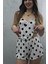 Puantiyeli Gecelik & Sabahlık Şortlu Askılı Pijama Alt Üst Takımı Rahat Likralı 6