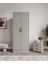 %100 Mdf 2 Kapaklı 7 Raflı ve 1 Askı Borulu Elbise Dolabı – Gardırop 182X70X52 cm Gri-Soft Beyaz Cabinse 1