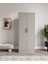 %100 Mdf 2 Kapaklı 7 Raflı ve 1 Askı Borulu Elbise Dolabı – Gardırop 182X70X52 cm Gri-Soft Beyaz Cabinse 2