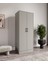 %100 Mdf 2 Kapaklı 7 Raflı ve 1 Askı Borulu Elbise Dolabı – Gardırop 182X70X52 cm Gri-Soft Beyaz Cabinse 4