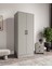%100 Mdf 2 Kapaklı 7 Raflı ve 1 Askı Borulu Elbise Dolabı – Gardırop 182X70X52 cm Gri-Soft Beyaz Cabinse 6